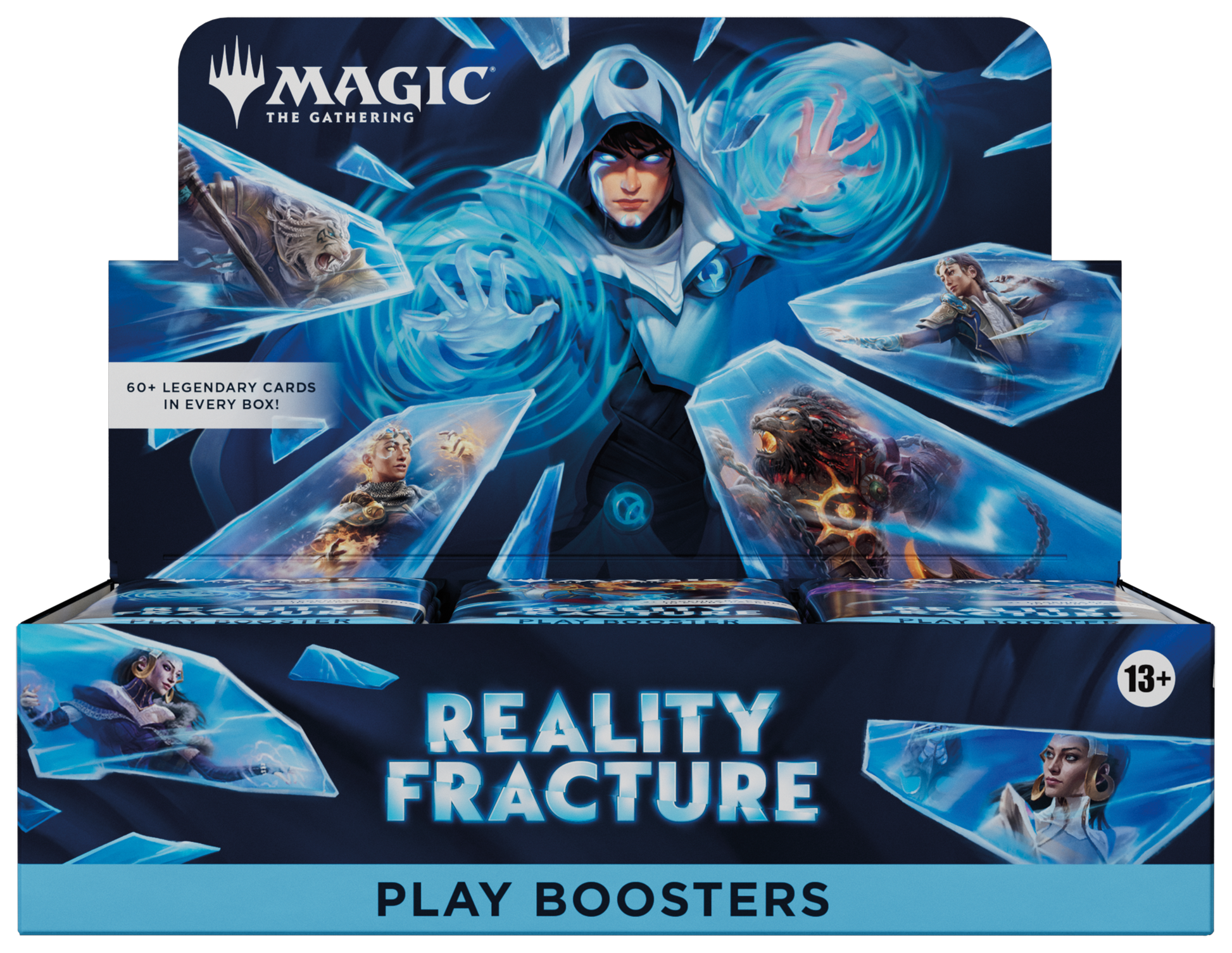 Magic: The Gathering - Reality Fracture - Play Booster Box (PREORDER) - The Gathering Reality Fracture Play Booster Box featuring a blue and black design with a hooded figure casting magic and.
