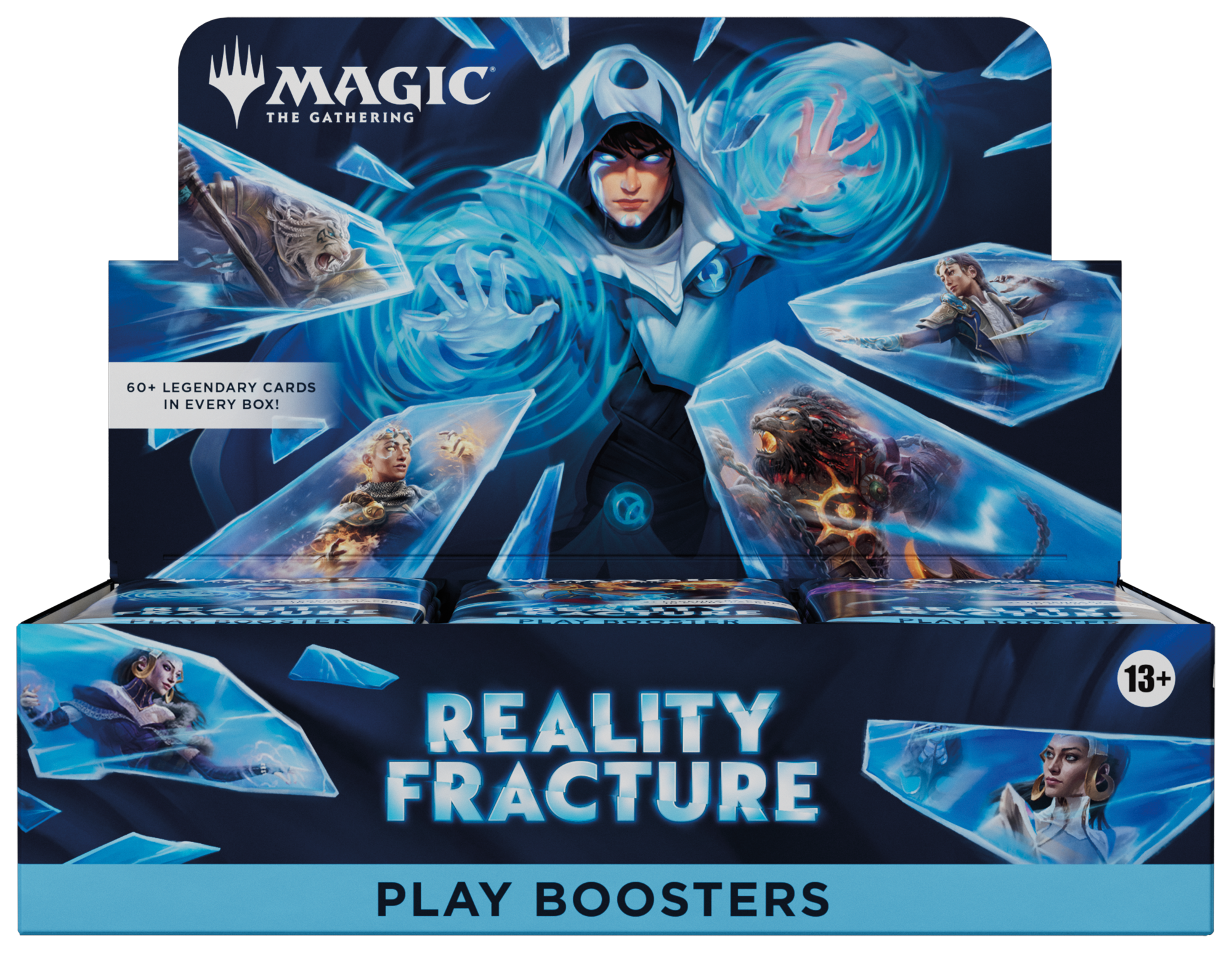 Magic: The Gathering - Reality Fracture - Play Booster Box (PREORDER) - The Gathering Reality Fracture Play Booster Box featuring a blue and black design with a hooded figure casting magic and.