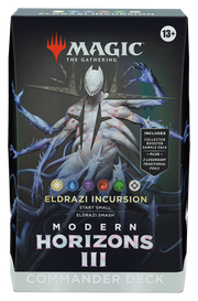 Magic: The Gathering - Modern Horizons 3 Commander - Eldrazi Incursion - The Gathering Modern Horizons 3 Commander deck box featuring Eldrazi Incursion artwork with a dark, eerie creature holding a