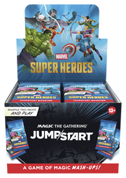 Magic: The Gathering - Marvel Super Heroes - Jumpstart Booster Display (PREORDER) - The Gathering Jumpstart booster packs in blue and black packaging.
