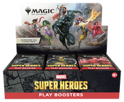 Magic: The Gathering - Marvel Super Heroes - Play Booster Box (PREORDER) - The Gathering Marvel Super Heroes Play Booster Box featuring colorful comic-style superhero artwork with Black Panther, Iron
