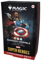 Magic: The Gathering - Marvel Super Heroes Commander Deck - Avengers Assemble (PREORDER) - The Gathering Marvel Super Heroes Commander Deck box featuring Avengers Assemble with Captain America and Nick Fury artwork.