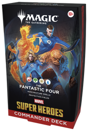 Magic: The Gathering - Marvel Super Heroes Commander Deck - The Fanta (PREORDER) - The Gathering Marvel Super Heroes Commander Deck box featuring The Fantastic Four with vibrant character artwork on black.