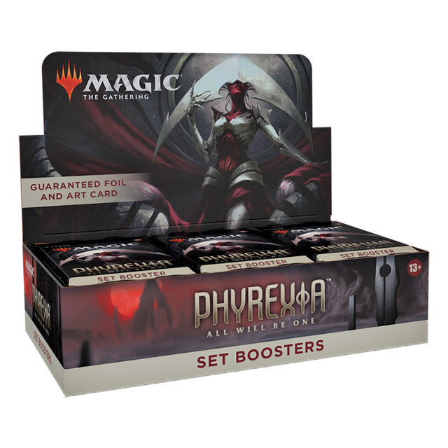 Magic: the Gathering - Phyrexia All Will Be One - Set Booster Box - The Gathering Phyrexia All Will Be One Set Booster Box with dark fantasy artwork and red accents.