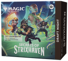 Magic: The Gathering - Secrets of Strixhaven Draft Night (PREORDER) - The Gathering Secrets of Strixhaven Draft Night box with fantasy characters and vibrant green and blue hues.