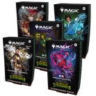 Magic: The Gathering - Secrets of Strixhaven Commander Deck 5-Pack (PREORDER) - The Gathering Secrets of Strixhaven commander deck boxes featuring unique fantasy characters on black backgrounds.