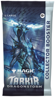 Magic: The Gathering - Tarkir: Dragonstorm - Collector Booster Pack - The Gathering Tarkir Dragonstorm Collector Booster pack with blue dragon artwork and silver border.