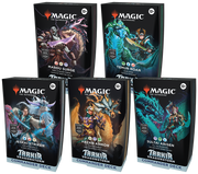 Magic: The Gathering - Tarkir: Dragonstorm - Commander Deck 5-pack - The Gathering Tarkir: Dragonstorm Commander Deck boxes with vibrant fantasy artwork featuring dragons and warriors in colors