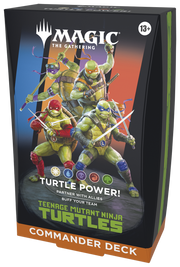 Magic: The Gathering - Teenage Mutant Ninja Turtles Commander Deck (PREORDER) - The Gathering Teenage Mutant Ninja Turtles-themed commander deck box with colorful artwork of the four turtles wielding.