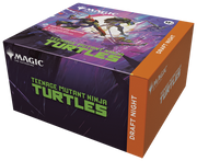 Magic: The Gathering - Teenage Mutant Ninja Turtles Draft Night (PREORDER) - The Gathering box featuring Teenage Mutant Ninja Turtles artwork with purple and green graphics, orange sides labeled "Draft