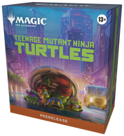 Magic: The Gathering - Teenage Mutant Ninja Turtles Prerelease Pack - The Gathering Teenage Mutant Ninja Turtles prerelease pack with colorful cityscape, purple and green box, featuring turtles.
