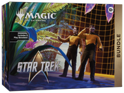 Magic: The Gathering - Star Trek - Bundle (PREORDER) - The Gathering Star Trek Bundle box featuring Captain Kirk and Spock figures with vibrant sci-fi background and gold grid.