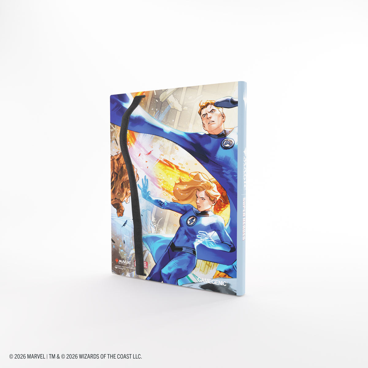 Gamegenic 18-Pocket Casual Album: Marvel Super Heroes - Marvel Super Heroes - Blue hardcover card album featuring Fantastic Four artwork, holds 18 pockets for collectible cards.
