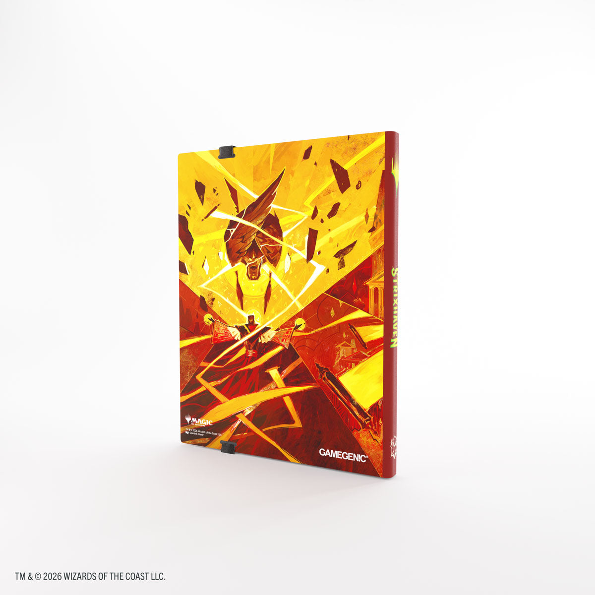 Gamegenic 18-Pocket Casual Album: Secrets of Strixhaven - Lorehold (PREORDER) - Compact card album with 18 clear plastic pockets, vibrant yellow and red cover featuring an abstract magical design and the.