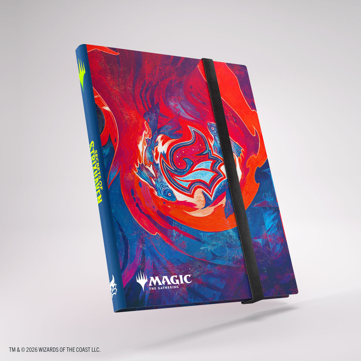 Gamegenic 18-Pocket Casual Album: Secrets of Strixhaven - Prismari (PREORDER) - Colorful card album with red, blue, and orange swirling design, black elastic closure, and Magic logo.