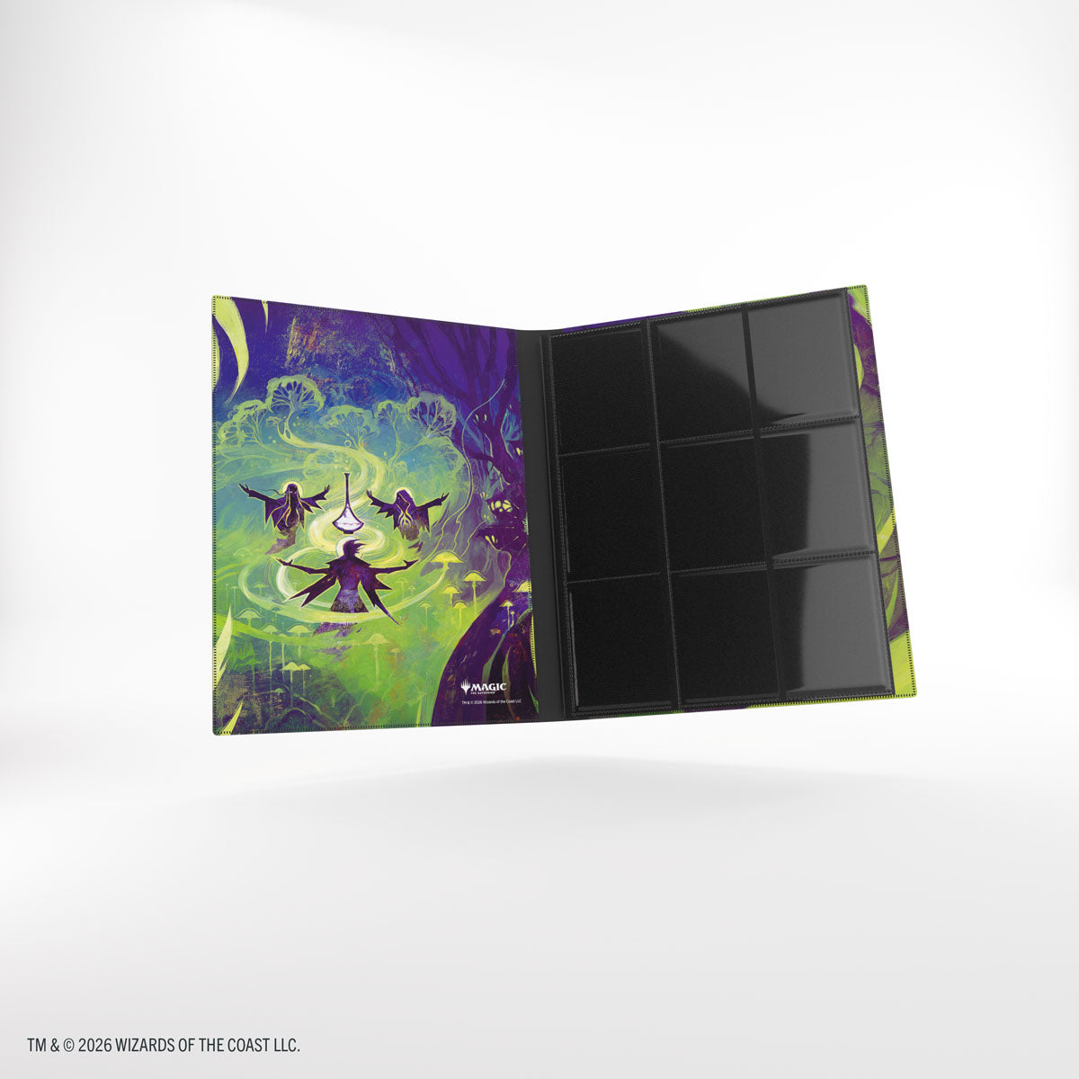 Gamegenic 18-Pocket Casual Album: Secrets of Strixhaven - Witherbloom (PREORDER) - Open 18-pocket card album with black sleeves and colorful fantasy-themed cover art featuring mystical, glowing symbols and.