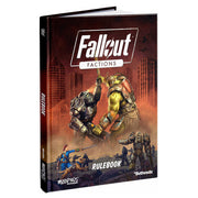 Fallout: Factions: Core Rulebook - Dark red hardcover RPG rulebook titled Fallout Factions with armored characters and urban ruins on cover.