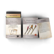 D&D 5E: Magic Items: Rods, Staves, & Wands - Set of D&D 5E Magic Item cards featuring rods, staves, and wands with detailed illustrations and descriptive text on sturdy.