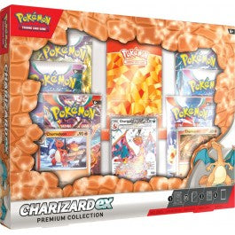 Pokemon Charizard ex Premium Collection - Pokemon Charizard ex Premium Collection with Charizard cards and orange dragon scale design packaging.