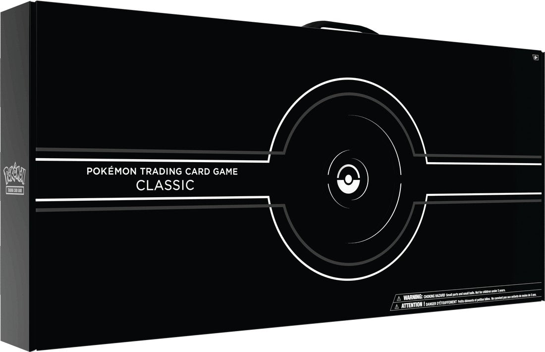 Pokemon Trading Card Game Classic - Black rectangular carrying case with white Pokémon Trading Card Game Classic logo and Poké Ball graphic on the front.