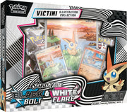 Pokemon TCG: Scarlet & Violet 10.5 - Unova Victini Illustration Collection - Pokemon TCG Scarlet & Violet Black Bolt White Flare Victini Illustration card collection in black and white themed box with.
