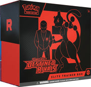 Pokemon TCG: Scarlet & Violet SV10 - Destined Rivals Elite Trainer Box - Black and red Pokemon TCG Scarlet & Violet Destined Rivals Elite Trainer Box with stylized Team Rocket and Mewtwo.