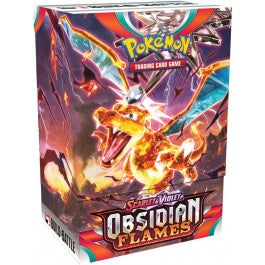 Pokémon TCG - Pokemon Scarlet and Violet Obsidian Flames - Build And Battle - Pokémon Scarlet and Violet Obsidian Flames Build and Battle box featuring fiery, winged dragon artwork in orange and purple.