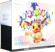 Pokemon - Scarlet and Violet 8.5 - Prismatic Evolutions Elite Trainer Box - Pokémon Scarlet and Violet Prismatic Evolutions Elite Trainer Box with sparkling crystal Eevee on white holographic.