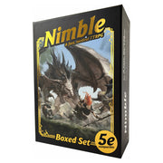 D&D 5E: Nimble Box Set (PREORDER) - Black box set with yellow "Nimble" title, featuring fantasy dragon artwork and "Boxed Set 5e compatible" text.