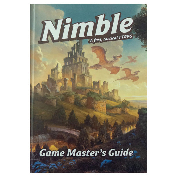 D&D 5E: Nimble: Game Master's Guide - Paperback book titled Nimble with fantasy castle artwork and subtitle Game Master’s Guide on the cover.