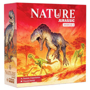 Nature: Module 2: Jurassic Expansion - Box cover for Nature Jurassic Module 2 expansion featuring a roaring T-Rex and smaller dinosaurs on a fiery red and orange.