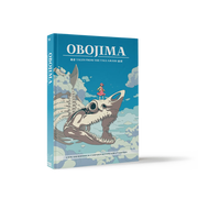 Obojima: Tales from the Tall Grass - Blue softcover RPG book titled Obojima with illustration of a large skeletal fish head and a small figure standing on it.
