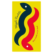 Wriggle Roulette - Yellow rectangular board featuring two wavy fish shapes in black and red with white eyes, labeled Wriggle Roulette.