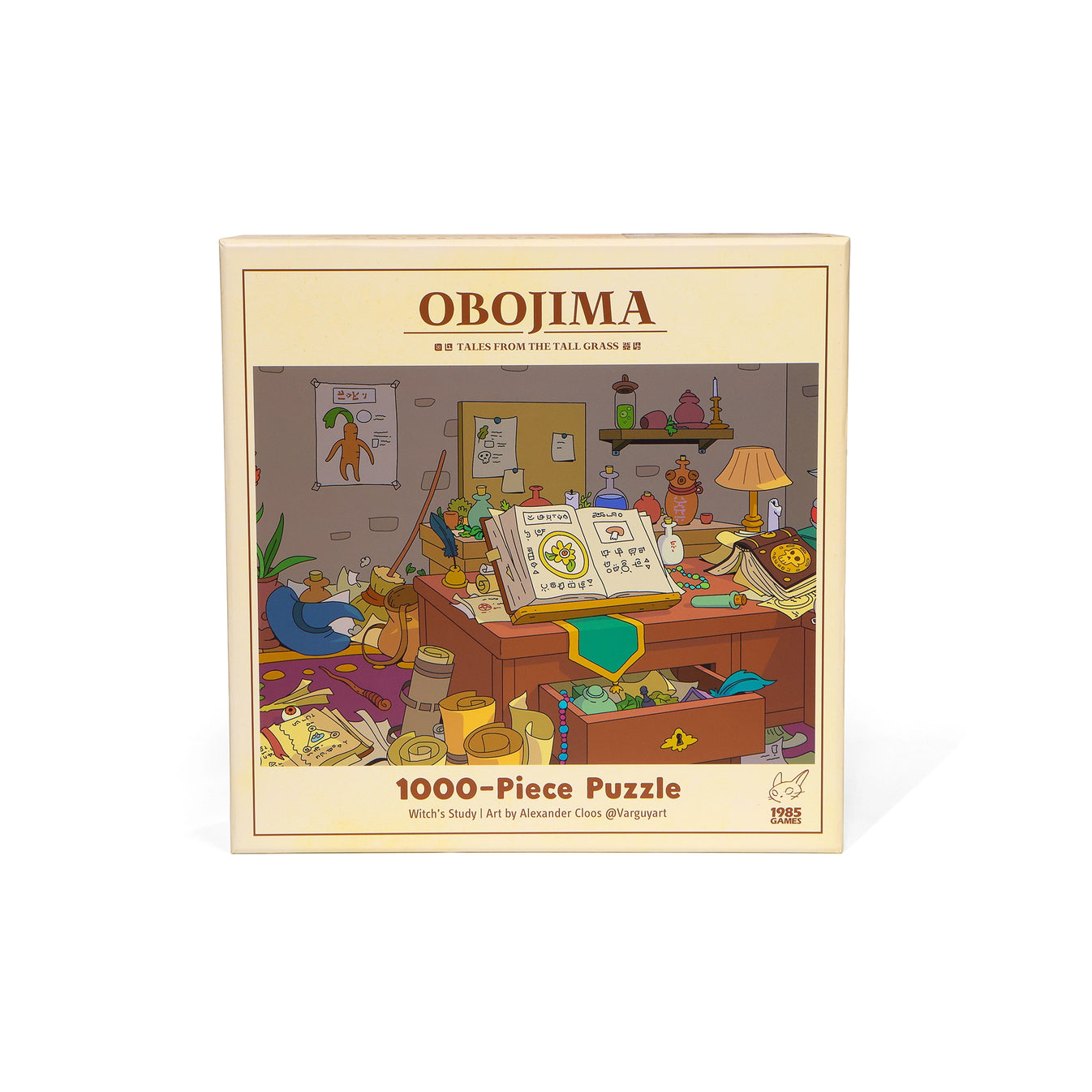 Obojima Puzzle - Witch's Study (PREORDER) - 1000-piece puzzle box featuring colorful illustration of a cozy witch's study with books, potions, and magical objects.