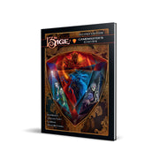 13th Age 2nd Edition: Gamemaster's Guide - Black hardcover RPG book with fiery red and blue d20 die artwork and gold decorative borders.