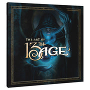 The Art of 13th Age - Dark fantasy book cover with ethereal blue figure casting a glowing spell, ornate gold border, and bold stylized title "The.