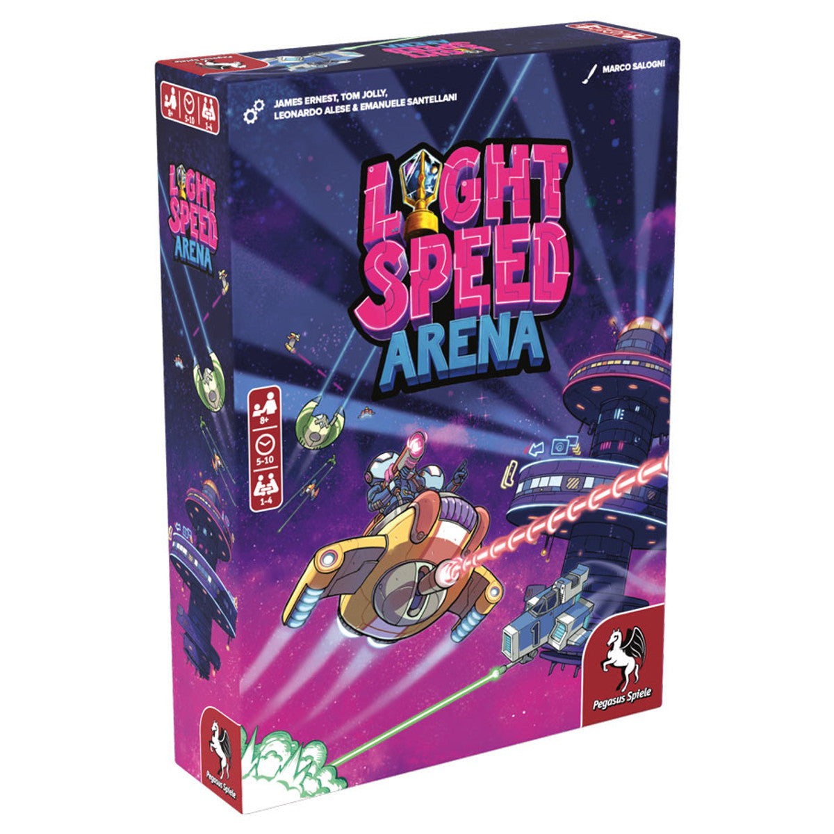 Light Speed Arena (PREORDER) - Colorful board game box with sci-fi spaceship battle art and bold Light Speed Arena title.