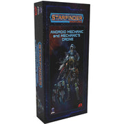 Starfinder: Android Mechanic (With Mechanic's Drone) - Tall rectangular game box with sci-fi artwork of a robotic mechanic and hovering drone on a dark cosmic background, blue and