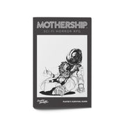 Mothership: Player's Survival Guide (PREORDER) - Black and white sci-fi RPG book cover featuring an astronaut with a shattered helmet sitting on the ground, titled.