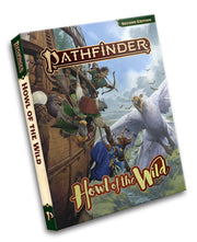 Pathfinder 2E: Howl of the Wild Pocket Edition - Softcover book with colorful fantasy art showing adventurers and a giant eagle, titled Pathfinder Howl of the Wild Pocket.