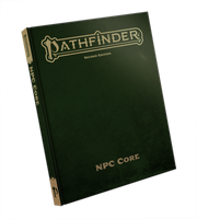 Pathfinder RPG NPC Core (P2) Special Edition - Dark green hardcover book titled Pathfinder Second Edition NPC Core with gold embossed text and spine detailing.