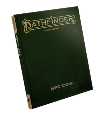 Pathfinder RPG NPC Core (P2) Special Edition - Dark green hardcover book titled Pathfinder Second Edition NPC Core with gold embossed text and spine detailing.