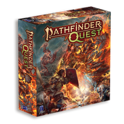 Pathfinder Quest (PREORDER) - Pathfinder Quest game box with fiery fantasy battle artwork featuring warriors and mythical creatures.