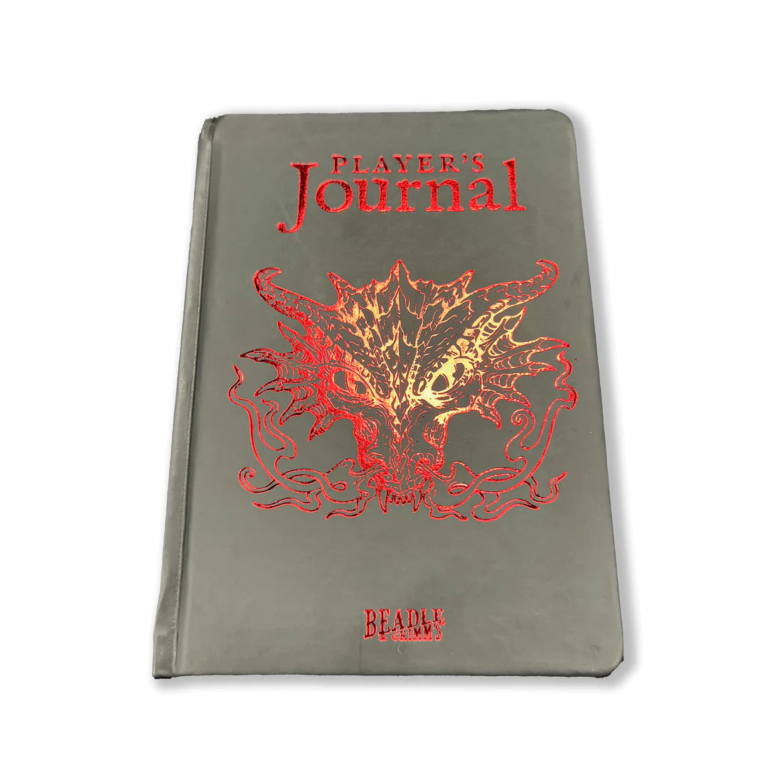 RPG Player's Journal - Gray hardcover RPG journal with red embossed dragon design and "Player's Journal" text on cover.