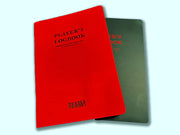 RPG Player's Logbooks - Two RPG player’s logbooks, one bright red with black text and one dark green with red text, both softcover with rounded.