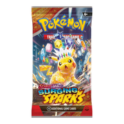 Pokémon TCG: Scarlet & Violet 8: Surging Sparks: Booster Pack - Pokémon TCG Scarlet & Violet Surging Sparks booster pack featuring Pikachu with electric sparks on a colorful foil pack.