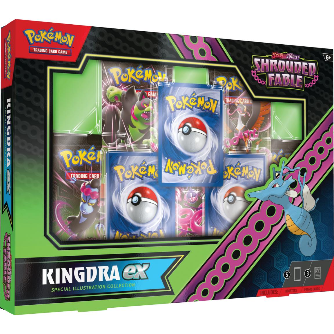 Pokémon TCG - Scarlet & Violet 6.5 Shrouded Fable - Greninja ex Special Illustration Collection - Pokémon TCG Scarlet & Violet Shrouded Fable Kingdra ex Special Illustration Collection box with colorful card packs and a.