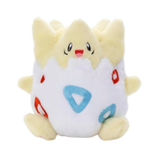 Pokémon I Choose You! - Togepi Plush - Small soft plush toy of Togepi from Pokémon, with cream-colored head and limbs, white eggshell body decorated with red and.