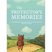 The Protector’s Memories (PREORDER) - Book cover with a soft blue sky and clouds above a dirt path winding through green fields, featuring a small character.
