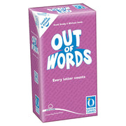 Out of Words (PREORDER) - Purple rectangular box with white and blue "Out of Words" logo, party game packaging.